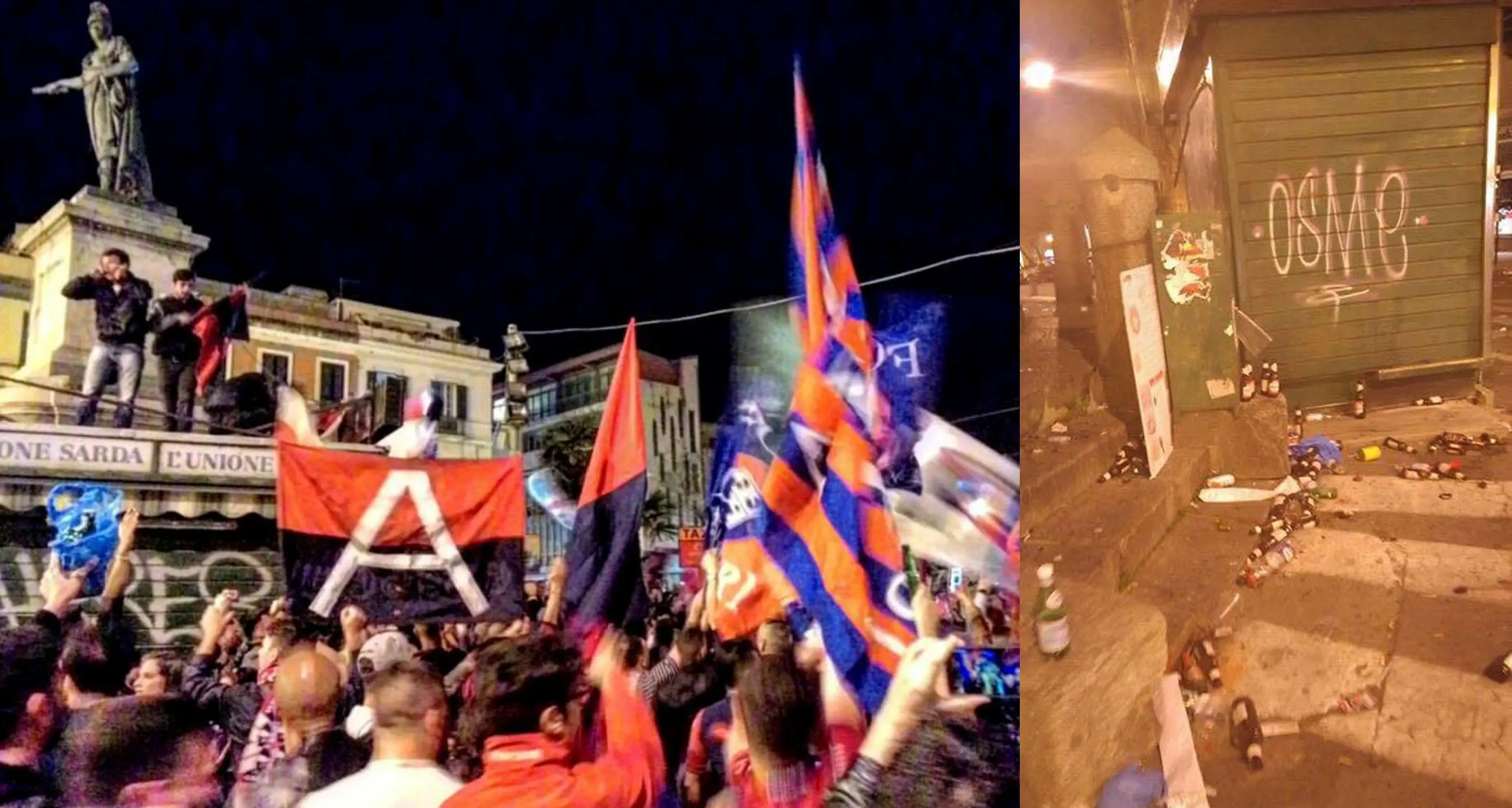 Cagliari promosso: l'altra faccia della festa. Danni e sporcizia in Piazza Yenne