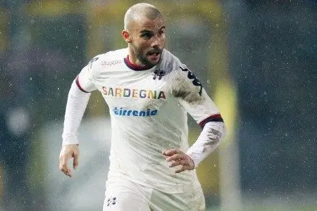 BERGAMO, ITALY - JANUARY 20: Francesco Pisano of Cagliari during the Serie A match between Atalanta BC and Cagliari Calcio at Stadio Atleti Azzurri d\\'Italia on January 20, 2013 in Bergamo, Italy.  (Photo by Maurizio Lagana/Getty Images)