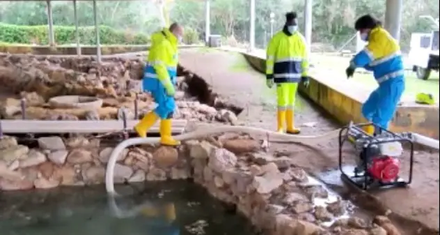 Alghero. Sito archeologico di Sant'Imbenia sott'acqua: intervento della Protezione civile