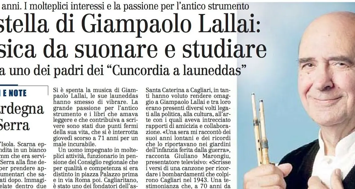 Addio a Giampaolo Lallai uno dei padri dei “Cuncordia a launeddas”