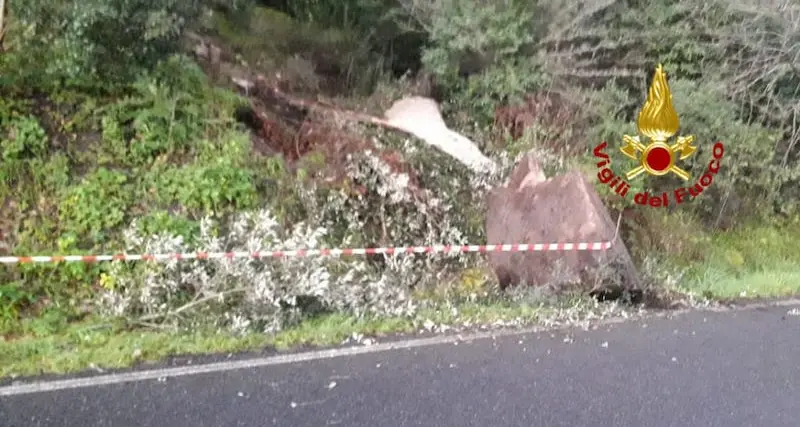 Frana sulla Provinciale 11 tra Busachi e Ula Tirso: un grosso masso finisce a ridosso della carreggiata