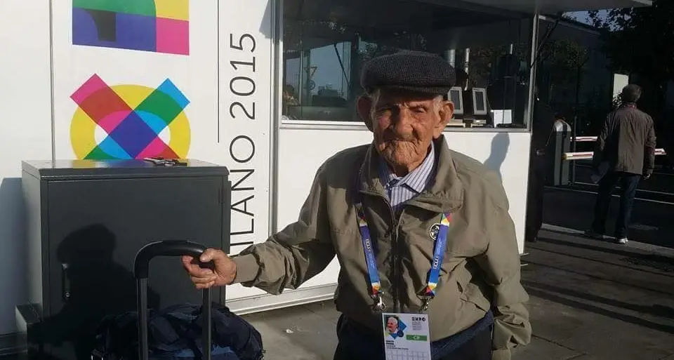 Tziu Giuliu Podda con i suoi 102 anni è il visitatore più anziano dell'Expo di Milano