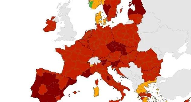 Covid: la Sardegna diventa arancione nella mappa Ue