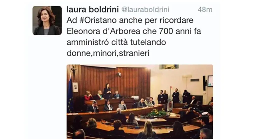 La gaffe della Boldrini a Oristano \"Eleonora d'Arborea amministrò città\"