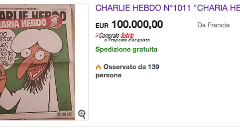 Charlie Hebdo: cifre da capogiro sulle aste online per l'ultima edizione del settimanale