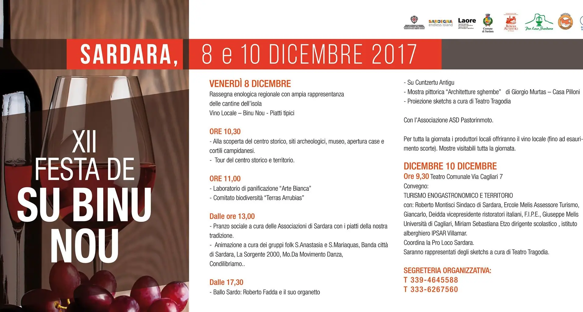 Venerdì 8 e domenica 10 dicembre la dodicesima “Festa de su Binu Nou”