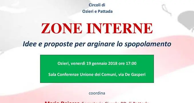 Venerdì 19 gennaio un convegno su “Zone interne, idee e proposte per arginare lo spopolamento”.