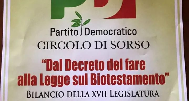 Sabato 20 gennaio “Dal Decreto Del Fare alla legge sul Biotestamento”