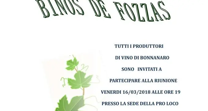 Binos de Fozzas 2018: oggi riunione organizzativa promossa dalla Pro loco