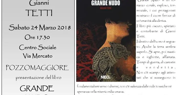 Al via LIB(R)ENTER 2018. Sabato 24 marzo la presentazione del romanzo \"Grande Nudo\"
