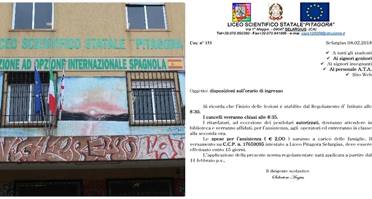 Liceo Pitagora: «Gli studenti fanno ritardo a scuola? Due euro di ‘multa’»