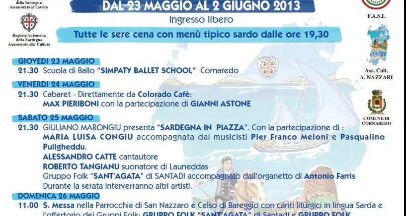 Milano: Diciassettesima Festa dei Sardi e Amici della Sardegna