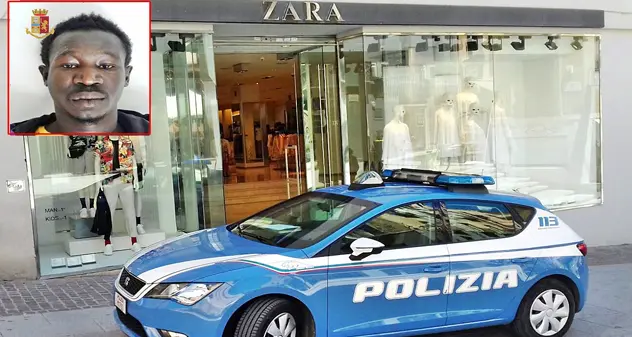 Furto di vestiario da Zara: in manette un gambiano 29enne