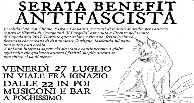 ‘Serata benefit antifascista’, frasi shock sui manifesti: “Sbirro ficcanaso….”