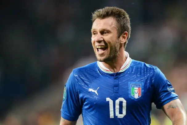 POZNAN, POLAND - JUNE 18:  Antonio Cassano of Italy reacts during the UEFA EURO 2012 group C match between Italy and Ireland at The Municipal Stadium on June 18, 2012 in Poznan, Poland.  (Photo by Claudio Villa/Getty Images)