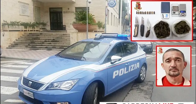 Marijuana, coltelli e cartucce: arrestato il pusher rumeno