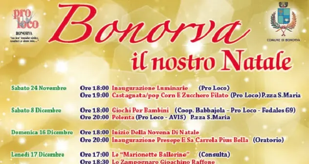 “Bonorva-Il Nostro Natale”: reso noto il calendario degli eventi