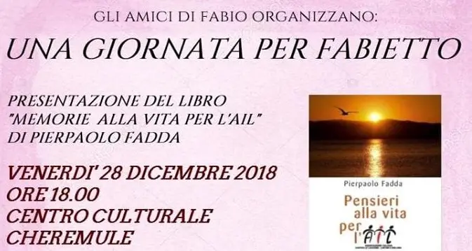 “Una giornata per Fabietto” venerdì 28 dicembre a Cheremule