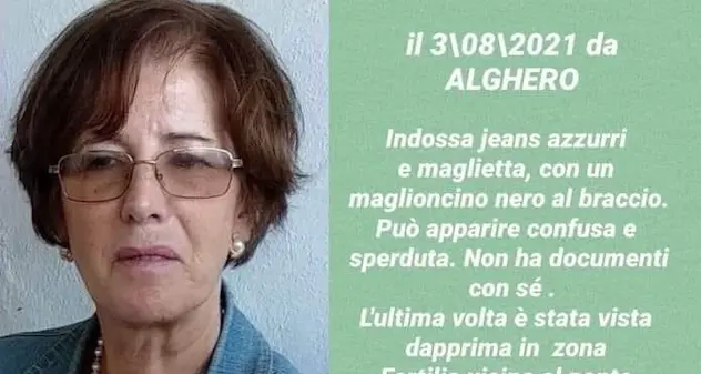 Scomparsa da Alghero. “Mamma torna a casa”: l’appello del figlio di Giovanna Cilla