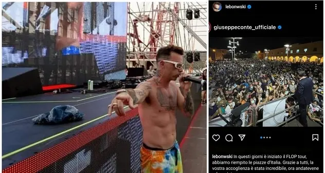 Conte, comizi in piazze gremite. Salmo polemico: \"Andatevene a f...\"