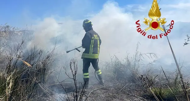 Olbia. Incendio vicino alla spiaggia di Marinella