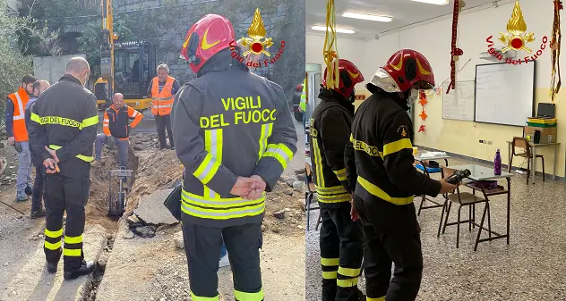 Fuga di gas a Lanusei, Vigili del fuoco sul campo per evacuare una scuola elementare