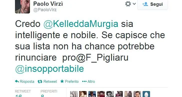 Elezioni regionali. Paolo Virzì twitta: \"E se Murgia facesse passo indietro\"?