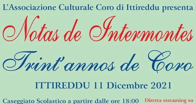 Domani a Ittireddu appuntamento con \"Notas de Intermontes - Trint'annos de Coro\"