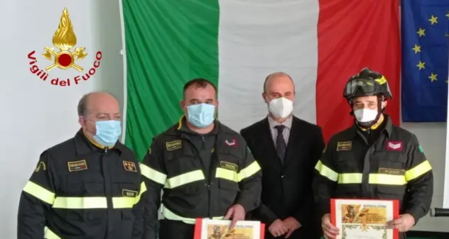 Alluvione Bitti: conferimento Encomio dei Vigili del Fuoco del Comando di Nuoro a Giovanni Pietro Pittalis e a Luciano Voe