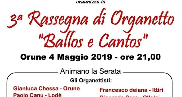 “Ballos e Cantos”, sabato 4 maggio la terza rassegna di organetto