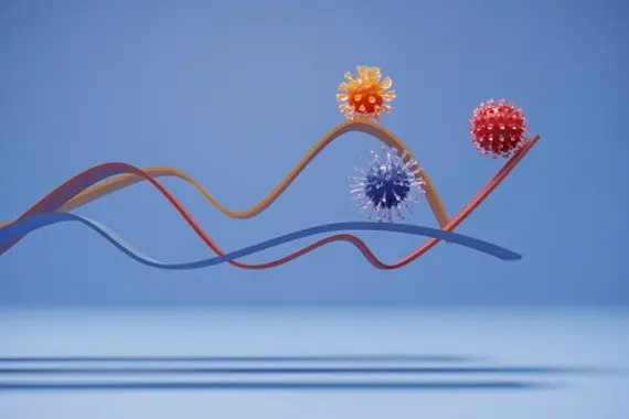 The graphs of different colored viruses. (3d render)