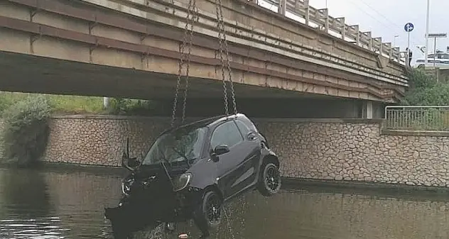 Cagliari. Un’auto finisce nel canale di Terramaini, due i feriti