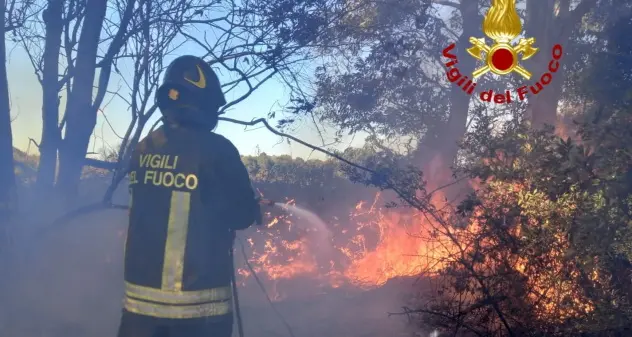 Alghero: un incendio di macchia mediterranea in località San Marco