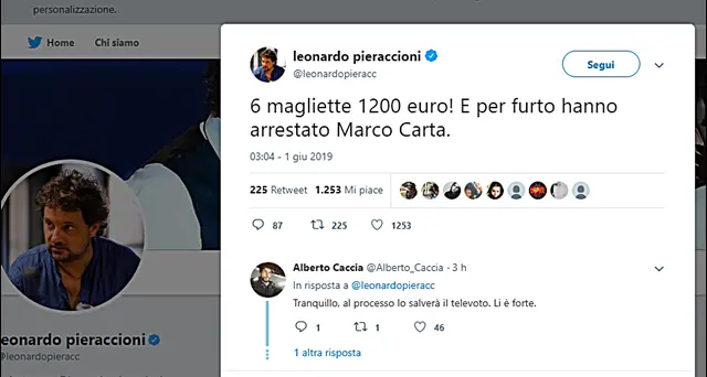 Leonardo Pieraccioni su Twitter: \"6 magliette 1200 euro! E per furto hanno arrestato Marco Carta\"