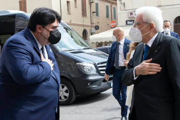 Il Presidente della Repubblica Sergio Mattarella con Christian Solinas,Presidente della Regione Sardegna,in occasione della cerimonia di commemorazione per il centenario della nascita dell\\u2019On. Enrico Berlinguer \\n(foto di Francesco Ammendola - Ufficio per la Stampa e la Comunicazione della Presidenza della Repubblica)