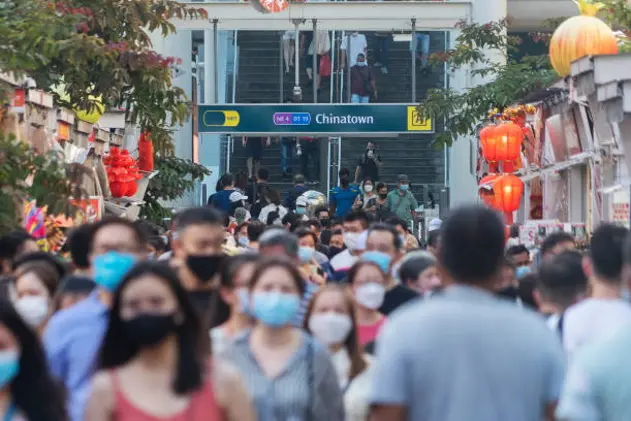 Crowds at Chinatown, Singapore close to Chinese New Year.