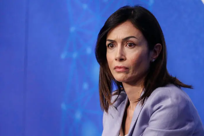 Mara Carfagna, ministra per il sud, durante la seconda giornata dell\\u2019assemblea di Forza Italia dal titolo \\u201CL\\u2019Italia del Futuro\\u201D, Roma 9 aprile 2022.\\nANSA/FABIO FRUSTACI