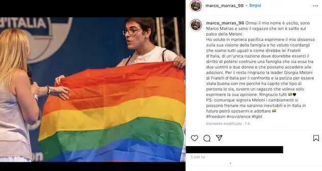 Botta e risposta sui social tra Giorgia Meloni e l’attivista LGBTQ
