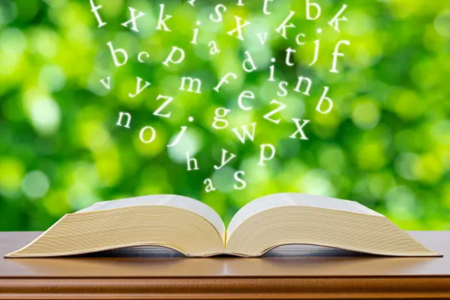 Alphabet and green blur background