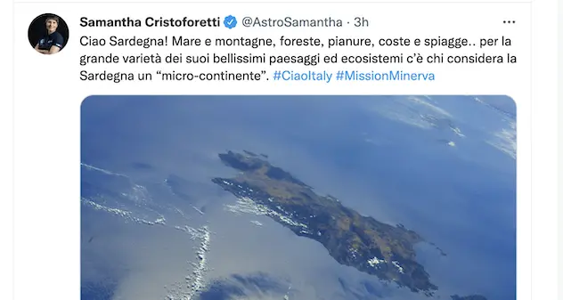 “Ciao Sardegna!”. Il saluto di Samantha Cristoforetti dallo spazio