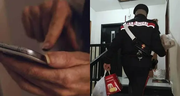 Sola e senza cibo né acqua chiede aiuto ai carabinieri: loro le fanno la spesa