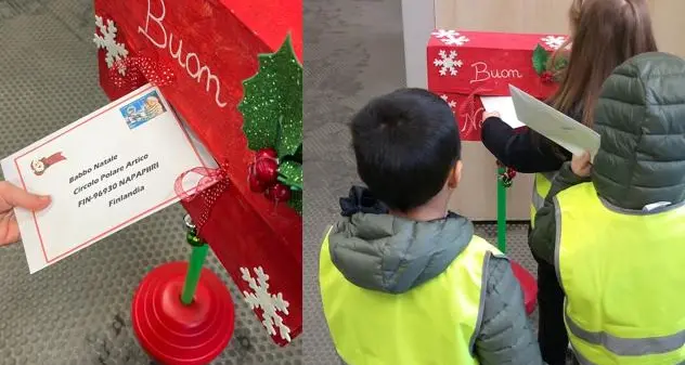 Muravera. I bambini all'ufficio postale per spedire le letterine a babbo natale