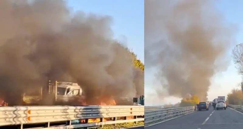 Assalto a un portavalori lungo la SS 131: spari e auto in fiamme. IL VIDEO