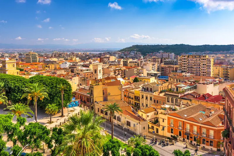 Cagliari, Sardinia, Italy cityscape in the afternoon.