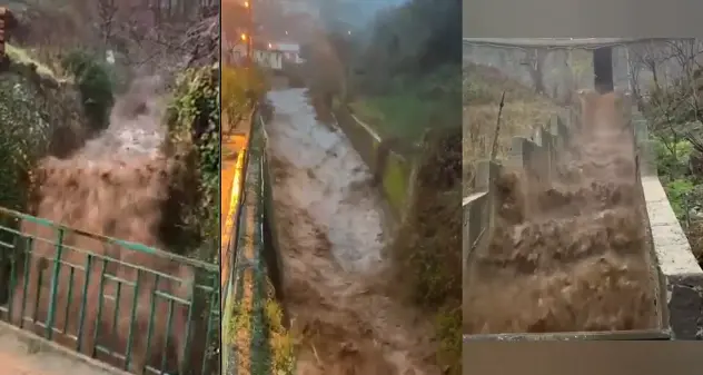 Le paurose immagini del rio Frumene in piena a Desulo | VIDEO