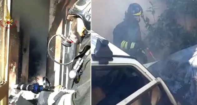 Quartucciu. Incendio in un cortile privato, Vigili del fuoco evitano il peggio