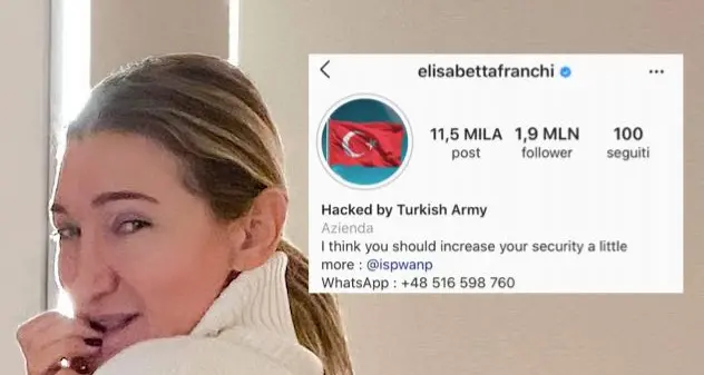 Elisabetta Franchi, hackerato il profilo Instagram. Bandiera turca nella foto del profilo