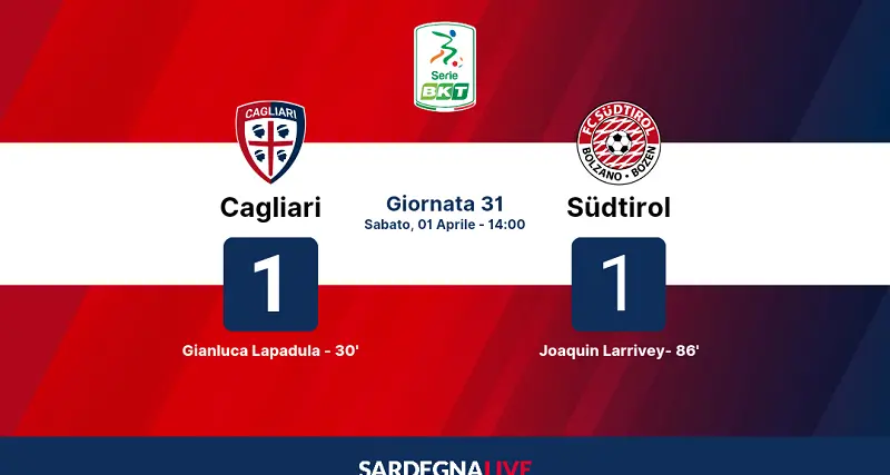 Larrivey beffa il Cagliari nel finale: contro il Sudtirol è 1-1