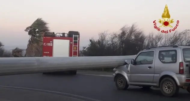 Forte vento in Sardegna: cadono alberi, pali, lampioni, grondaie e vetrate. FOTO