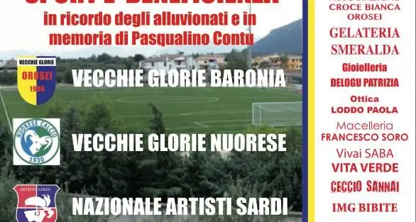 Orosei. Partita del cuore: sport e beneficenza in campo a sostegno delle popolazioni colpite dall'alluvione